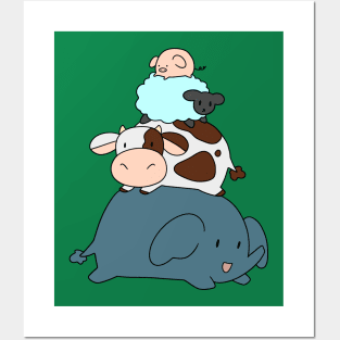 Elephant Cow Sheep Pig Stack Posters and Art